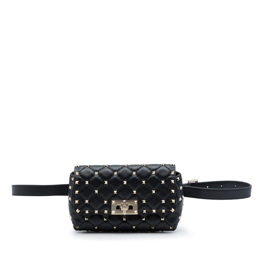 Pre-Loved Valentino Lambskin Rockstud Spike Belt Bag